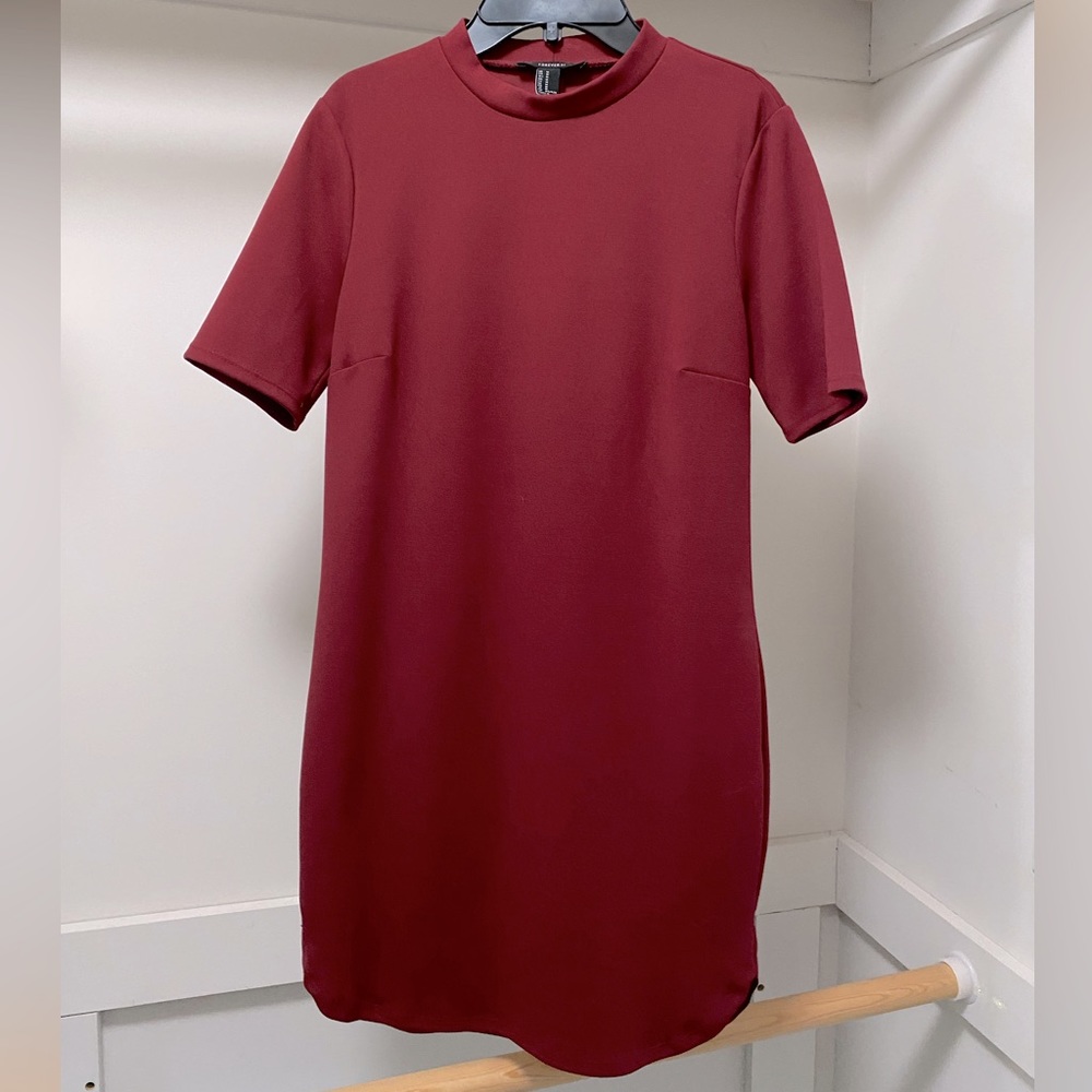 Red mockneck body on dress, size Medium